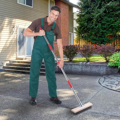 Heavy Duty Wire Broom with Telescopic Handle(57IN), Stiff Metal Bristle Brush for Removing Weed Moss, Outdoor Floor Scrub Brush for Patio, Deck, Garden, Concrete, Garage