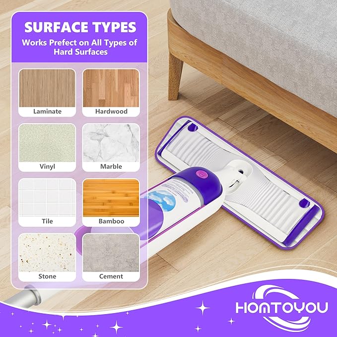 HOMTOYOU Reusable Mop Pads for Swiffer PowerMop: 6 Pack Microfiber Pad Refills for Multi-Surface Floor Cleaning - Machine Washable Replacement Sweeping Cloths for 13 ''-15 '' Spray Mop