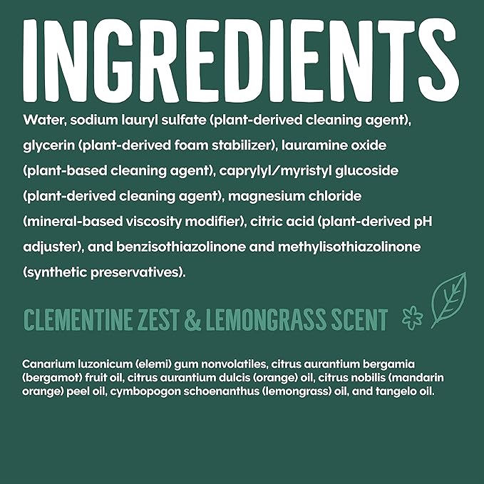Seventh Generation Dish Liquid Soap Clementine Zest Lemongrass Dishwashing Soap Liquid Soap 19 oz