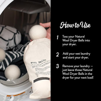 Molly's Suds Wool Dryer Balls | Natural Fabric Softener, Hypoallergenic, Reusable, Unscented, Reduce Drying Time | Large, Mixed Set of 6