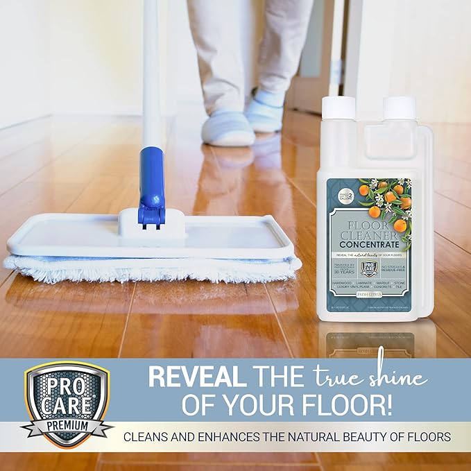 Citrus Floor Cleaner Concentrate (Made in USA) | Vinyl, Wood, Tile, Stone & Laminate Floor Cleaner For Mopping, Household Supplies, Cleaning Solution For Kitchen & Bathroom - 16oz (474ml)