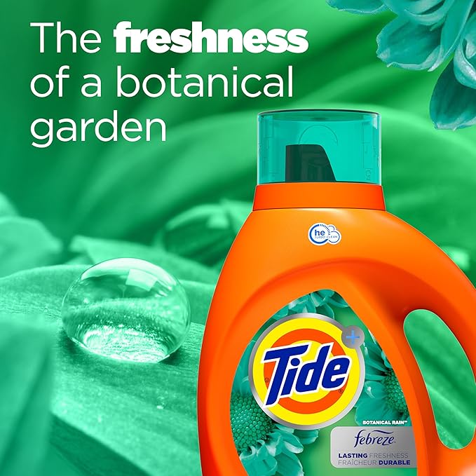 Tide Plus Febreze Freshness HE Turbo Clean Liquid Laundry Detergent, Botanical Rain Scent, 84 fl oz, 59 loads (Pack of 3)