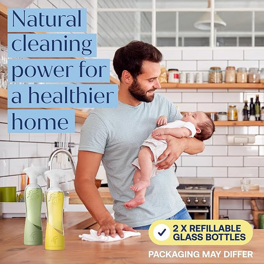 Tablet Cleaner, Multi-Purpose & Bathrom Cleaner for Eco-Concious Cleaning, Non Harmful & Chemical-Free Formula, Convenient Refills with 2 Glass Bottles, Luxury Hotel Scent (6 Refill Tablets)