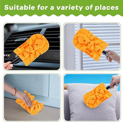 Zubebe 12 Pcs Heavy Duty Duster Refill Reusable Fleece Duster Refills Multi Surface Washable Cleaning Pads for Home, Blinds, Fans, Corners, Furniture (Orange)