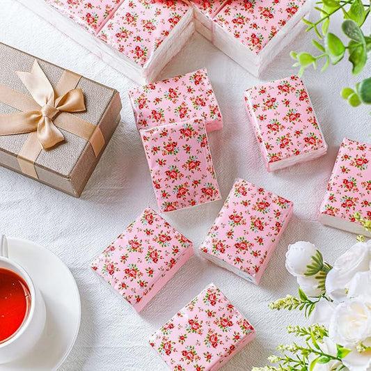 100 Packs Tissue Packs Floral Travel Tissues Packs Pocket Facial Tissues Soft Mini Small Tissues Travel Size Bulk 3 Ply Tissue Packs for Wedding Holiday Spring Picnic Party, 7 Sheets Each Pack