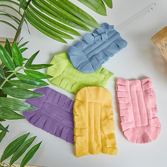 Zubebe 12 Pcs Heavy Duty Duster Refill Reusable Fleece Duster Refills Multi Surface Washable Cleaning Pads for Home, Blinds, Fans, Corners, Furniture (Rainbow Colors)
