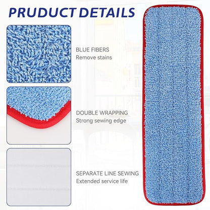 18.5 inch Microfiber Mop Replacement for Rubbermaid Commercial: Commercial Microfiber Dust Mop Wet&Dry Commercial Cleaning Flat Mop Refills Fit for Any Microfiber Flat Mop (8 Pack)