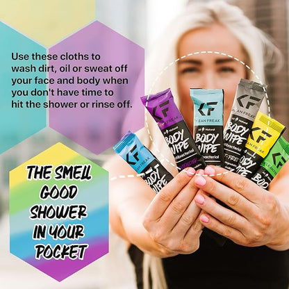 Body 12-Count Wipes - Original Disposable Wipes, Individually Wrapped for the Gym, Workout, Hiking, Travel, and Sport (Mixed)