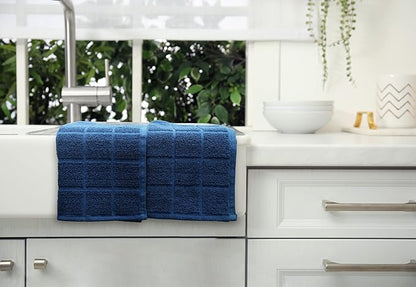 100% Cotton Dish Cloth for Dish Washing, Terry Dish Cloth, Cotton Dish Rags, 6 Pack, Super Soft and Absorbent,12"x12", inches, Reusable Cleaning Cloth, Navy Blue