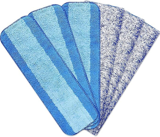 6 Pack Microfiber Spray Mop Pads for Bona Mop, Reusable Microfiber Cleaning Pads for Hardwood Floor 18 Inch Fits E-Cloth Mop, for Turbo Mop, for Norwex Mop (3+3 Pack)
