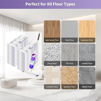 30 Pack Disposable Mopping Pads Refills for Swiffer PowerMop Multi-Surface & Wood Mops, Spray Clean Pads Replacement for Floor Cleaning（Purple Without Handle）
