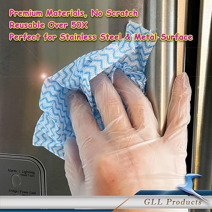 GLL Cleaning Cloths Roll Wipe Sheets, Dish Wash Cloths, Disposable Cleaning Wash-Cloth Towel for Kitchen Bathroom Furniture and Car (Case of 24 Rolls, 1200-Sheets Total)