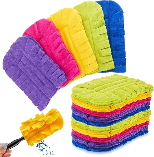 Zubebe 15 Pcs Heavy Duty Duster Refill Reusable Fleece Duster Refills Multi Surface Washable Cleaning Pads for Home, Blinds, Fans, Corners, Furniture (Dark Color)