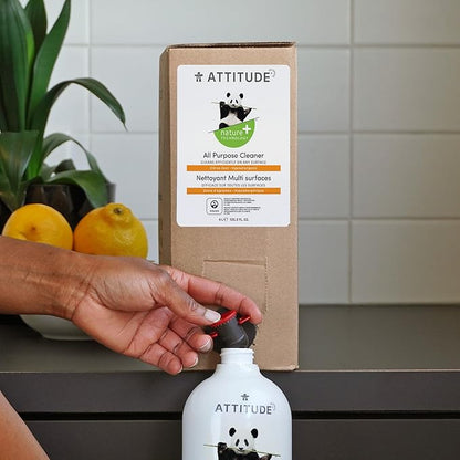 ATTITUDE All Purpose Cleaner, EWG Verified Multi-Surface Products, Vegan, Naturally Derived Multipurpose Cleaning Spray, Citrus Zest, Bulk Refill, 135.26 Fl Oz (Pack of 2)