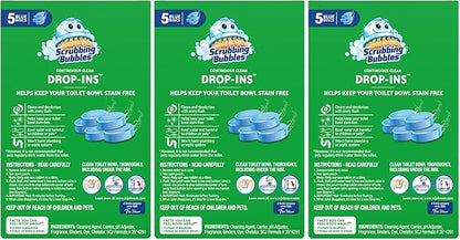 Scrubbing Bubbles Toilet Bowl Tablets, Continuous Clean Toilet Drop In Discs, Each Tablet Provides 4 Weeks of Protection Against Stains and Build Up, 5 Count (Pack of 3)