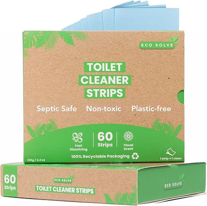 Natural Toilet Bowl Cleaner Strips, Eco-friendly, Non-toxic, Septic Safe, Removes Odors & Stains, Plastic-free, Natural Toilet Bowl Cleaner for Quick and Easy Cleaning, Toilet Fresheners (60 count)