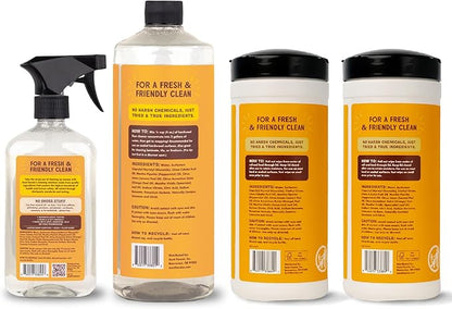 Aunt Fannie's Hardwood Bundle, Includes Hardwood Floor Cleaner, All-Purpose Wood Spray Cleaner, and All-Purpose Wood Cleaning & Dusting Wipes, Pack of 4