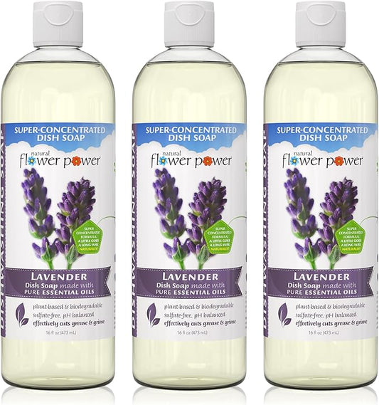 Liquid Dish Soap | Lavender 16 Fl Oz | Pack of 3 | Plant-Based & Scented w/Pure Essential Oils | Natural Liquid Dishwashing Detergent | Sulfate-Free Kitchen Soap | Vegan