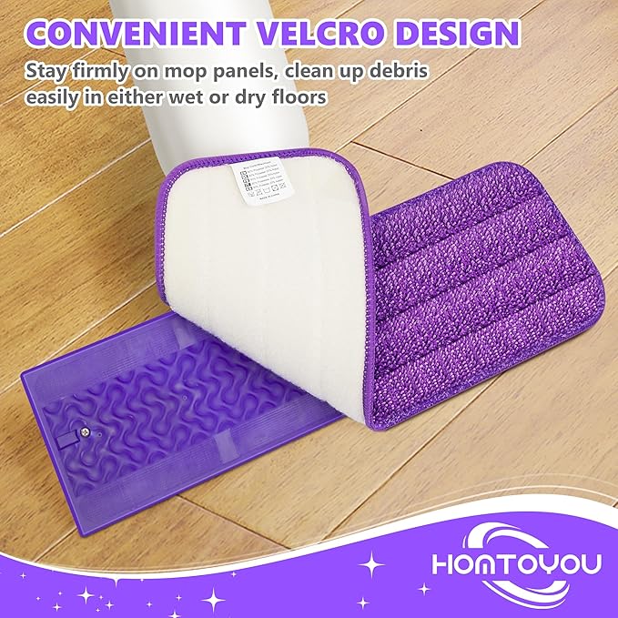 HOMTOYOU Reusable Mop Pads for Swiffer PowerMop: 6 Pack Microfiber Pad Refills for Multi-Surface Floor Cleaning - Machine Washable Replacement Sweeping Cloths for 13 ''-15 '' Spray Mop