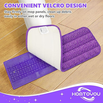 HOMTOYOU Reusable Mop Pads for Swiffer PowerMop: 6 Pack Microfiber Pad Refills for Multi-Surface Floor Cleaning - Machine Washable Replacement Sweeping Cloths for 13 ''-15 '' Spray Mop