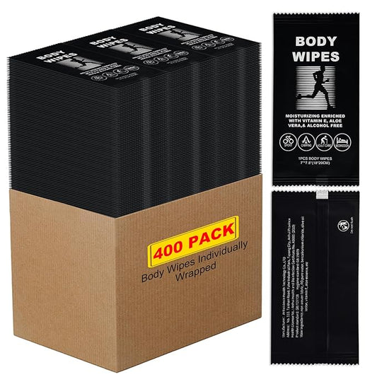 Body Wipes for Men and Women, Face & Body Cleansing, No Rinse, Travel & Camping (400)