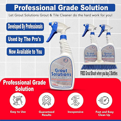 Heavy Duty Grout and Tile Cleaner, Acid-Free, Safe on Stone, Ceramic, Porcelain and Colored Grout, Easy to use 32oz