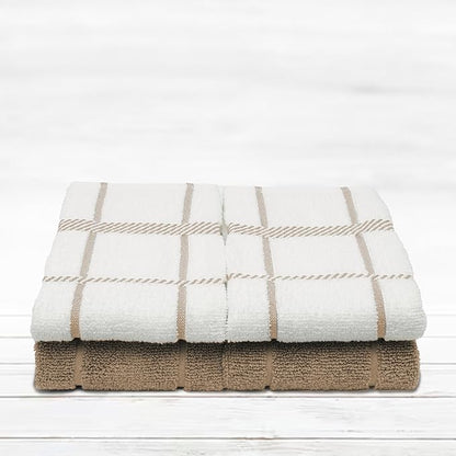 100% Cotton Terry Dish Towels, 4 pack16 x26 Inches, Super Soft and Absorbent Kitchen Towels, Perfect for Kitchen Cleaning and Dish Washing | Tan