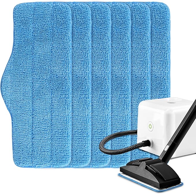 Steam Mop Pads Fit for Dupray Neat Steam Cleaner and Schenley Steam Mop Cleaner - 6 Pack Washable and Reusable Replacement Mop Pads Accessories for Multi-Surface Floor