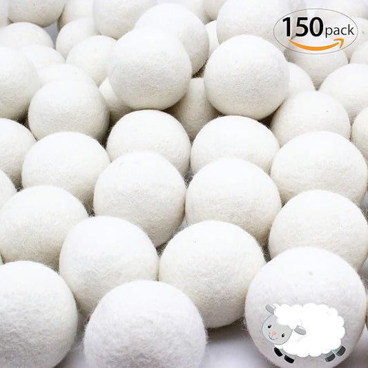 Wooland Wholesale Bulk Laundry XL Premium Wool Dryer Balls - 100% New Zealand Organic Wool Natural Fabric Softener for Sensitive Skin, Babies (150 Count)