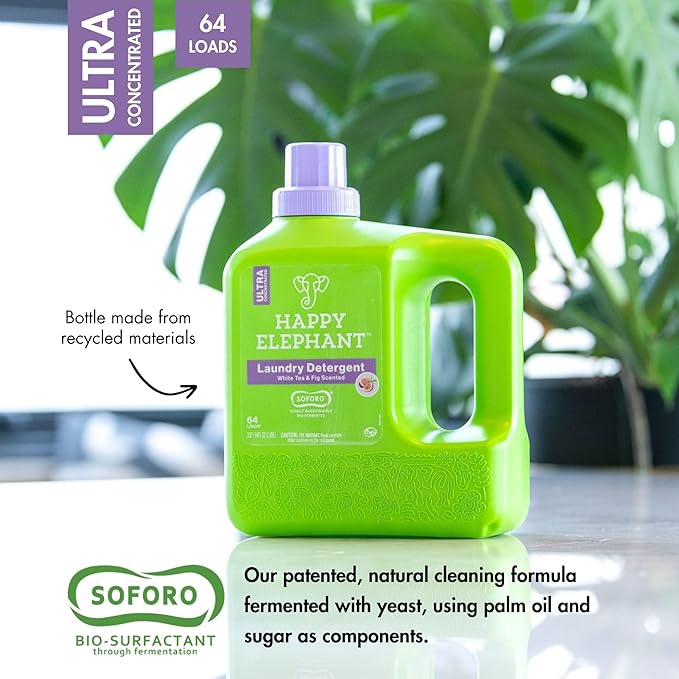 Laundry Detergent - Ultra Concentrated, Liquid Laundry Soap, Eco Friendly, Stain Remover, Gentle, Fresh Linen, High Efficient, 64 loads - White Tea and Fig (64 fl oz - Pack of 1)