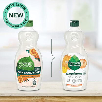 Seventh Generation Dish Liquid Soap Clementine Zest Lemongrass Dishwashing Soap Liquid Soap 19 oz