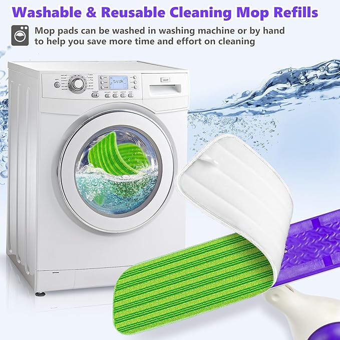 Reusable Mop Pads Compatible with Swiffer PowerMop, Microfiber Mop Pads Refills Mop Heads Replacement for Swiffer Mop Spray Mop Floor Mop, Washable Reusable Floor Mopping Refills, 5 Pack