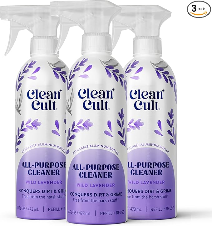 Cleancult - Wild Lavender - All Purpose Cleaner - Refillable Aluminum Bottle - Cleaner Spray that Removes Dirty & Grime - 16 oz - 3 Pack
