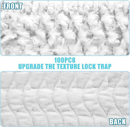 100 Pcs Upgraded Pet Heavy Duty Mop Pads Compatible with Swiffer Mop Refills Multi Surface Dry Cloths Washable Sweeper Flat Mop Pads for Floor Sweeping and Cleaning (White)
