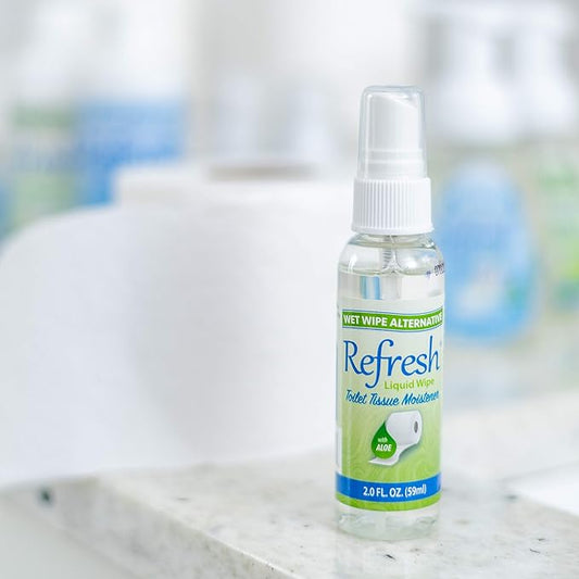 Refresh Liquid Wipe: Toilet Paper Spray. Eco-Friendly Wet Wipe Alternative. Cleanses and Soothes with Witch Hazel and Aloe. Plumbing and Septic Safe. 2 Fl Oz (3 Pack).…
