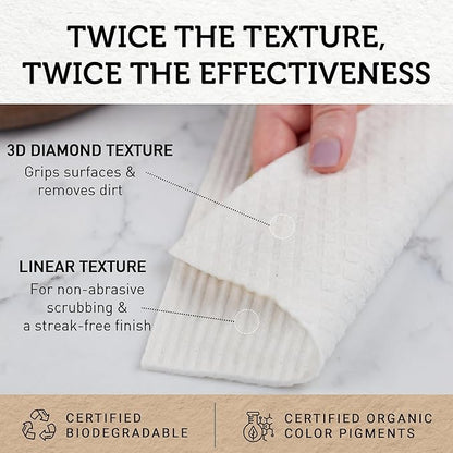 Nordhus Design Swedish Dishcloths, Multi Colors, 10-Pack, Reusable, Washable Cellulose Cotton Kitchen Cloths - Replace Paper Towels, Wipes, Sponges, Dish Rags
