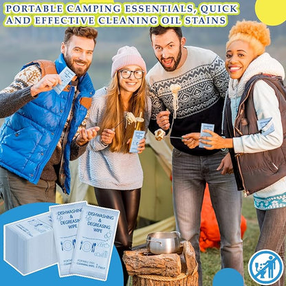 Tondiamo 300 Pcs Individually Wrapped Dish Cleaning Wipes Disposable Portable Travel Dish Soap Wipes with Lemon Scent for Kitchen Outdoor Camping Traveling Quick Clean