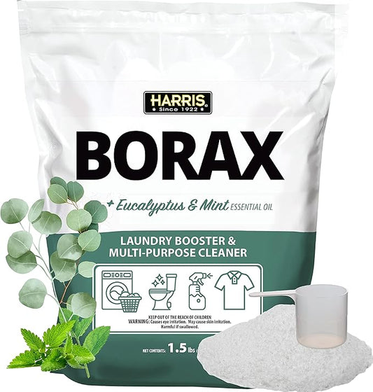 Harris Borax Powder Laundry Booster and Multipurpose Cleaner, 1.5lb (Eucalyptus Mint)