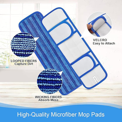 4 Pack Upgraded Reusable Mop Pads Compatible with Swiffer PowerMop, Mop Refill Pads Replacement for Swiffer Power Mop Spray Mop Pads for Multi-Surface Floor Cleaning, Quality Updated Cationic Material