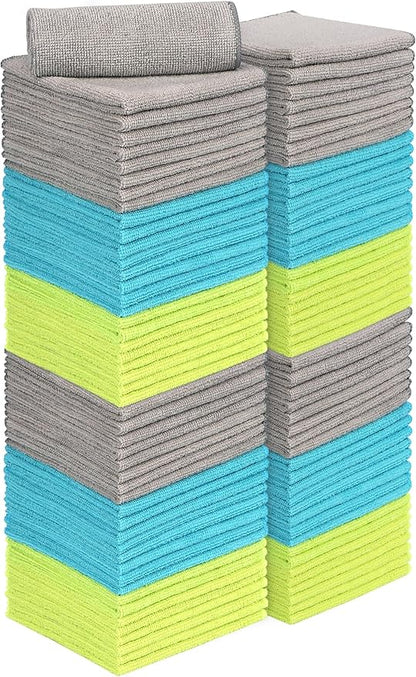 AIDEA Microfiber Cleaning Cloth-100PK, Soft Microfiber Towels for Cars, Absorbent Cleaning Rags, Lint-Free Streak-Free Wash Cloths for House, Kitchen, Window(12in.x12in)