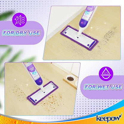 KEEPOW Reusable Power Mop Refills Pads Compatible with Swiffer PowerMop Mop - Power Mop Pads Refill - Washable Microfiber Pads for Multi-Surface Floor Cleaning, 8Pack
