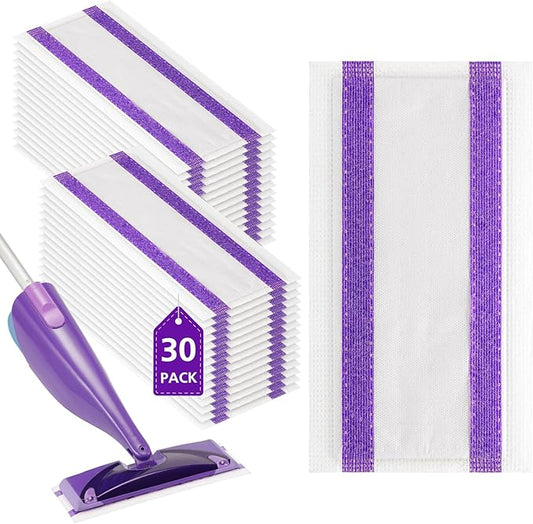 30 Count Spray Mop Pad Refill for Swiffer WetJet Hardwood and Floor Spray Mop, Disposable All Purpose Multi Surface for Floor Cleaning, Thickness Microfiber Clean Pads Replacement