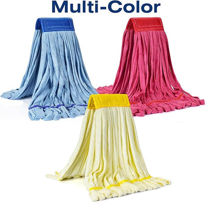 Matthew Microfiber Tube Mop(Meduim,Blue,12Pack) Heavy Duty Mop Head Replacement,Excellent Absorbency,Premium launderability,Reusable,Loop end for Home,Commercial&Industrial Use