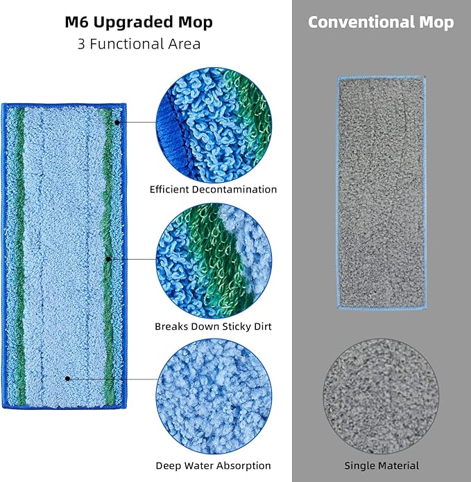 4 Pack Mop Pad for iRobot Braava Jet M6 Ultimate Robot Mop, Upgraded M6 Wet Mopping Pad, Washable Microfiber Replacement Cleaning Pad