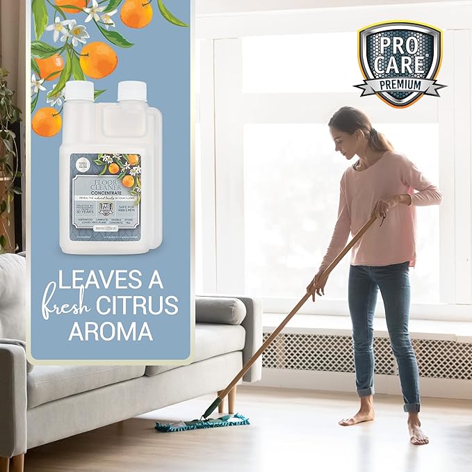 Citrus Floor Cleaner Concentrate (Made in USA) | Vinyl, Wood, Tile, Stone & Laminate Floor Cleaner For Mopping, Household Supplies, Cleaning Solution Concentrate For Kitchen & Bathroom - 8oz