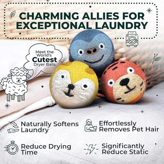No More Dryer Sheets - Wool Dryer Balls - XL 6-Pack - Eco Dryer Balls - Dryer Balls Laundry Reusable - Softens Laundry Naturally - Reduces Drying Time & Static - with Storage Bag