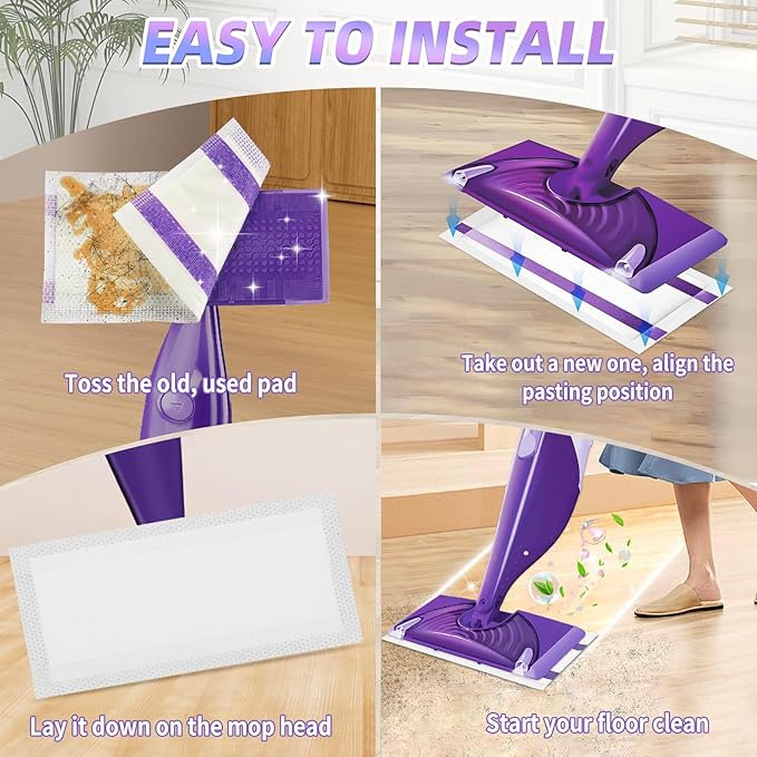 60 Count Mopping Pad for Wet Jet Mop Disposable Wetjet Pads Refills Replacement for Swiffer Wet Pads Refill Compatible with Swiffer Wet Jet Pads Thickness & Absorbent for Household Multi-Surface