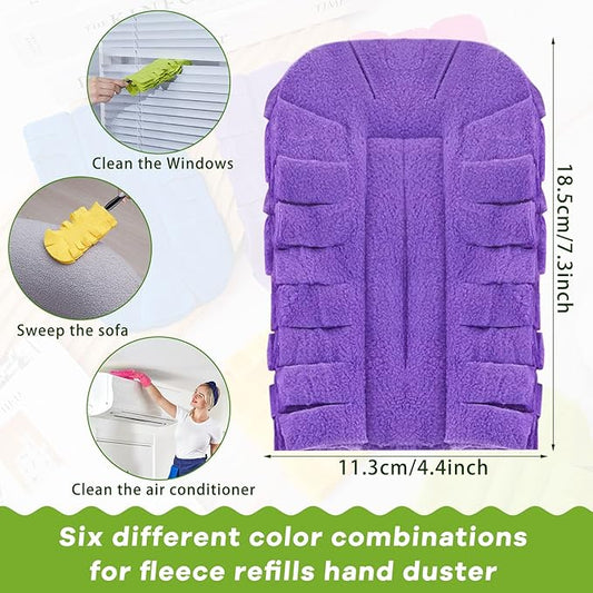 Zubebe 12 Pcs Heavy Duty Duster Refill Reusable Fleece Duster Refills Multi Surface Washable Cleaning Pads for Home, Blinds, Fans, Corners, Furniture (Dark Color)
