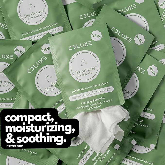 Fresh One Hand-Body-Face Cleaning Water Wipes (Men, Women, Kids) - All Natural Gentle, Sensitive Skin, Deodorizing, Flushable Individually Wrapped Travel Wipes (70)