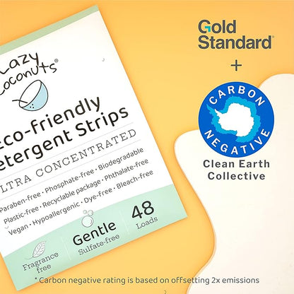 Laundry Detergent Sheets - Sulfate-free, Gentle - For Sensitive Skin, Baby, Hand Wash - Eco Friendly, Natural, Hypoallergenic, Sulfate Free, Fragrance Free, Unscented Laundry Soap